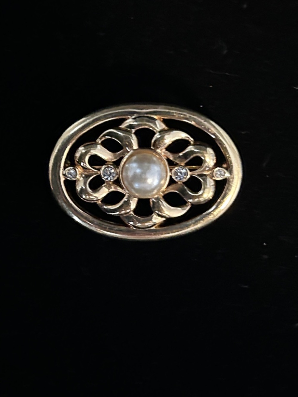 Gold Floral Pearl & Crystal Brooch - Women's Jewelry